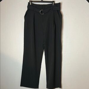 Solitaire Women’s Dress Pant Striped High Rise Straight Leg Size XL